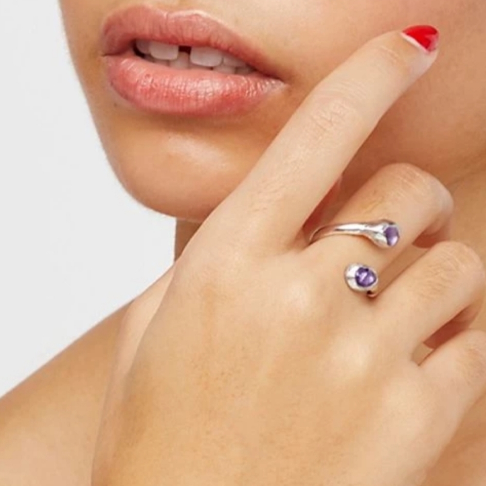 Free People Handcrafted Double Stone Wrap Ring